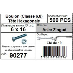 Boulon Tête Hexagonale 6 x 16 mm acier zingué