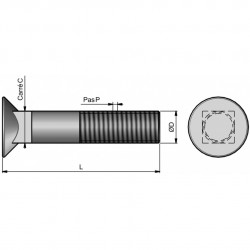 25 boulons (vis + écrou) Ø 12 mm, longueur 60 mm, tête fraisée - Pas 175